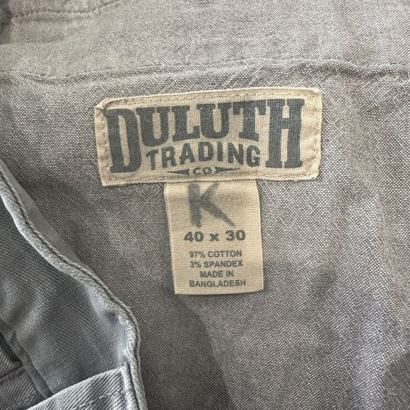 Duluth Trading Flex Ballroom Khakis Mens 40x30 Gray Canvas Pants Workwear - Picture 12 of 12